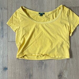 yellow off the shoulder cropped top, from Wild Fable in size large